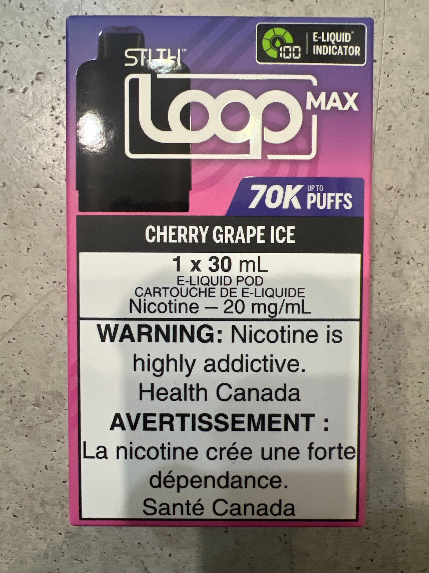 STLTH LOOP MAX 70K Pods Cherry Grape Ice ONT