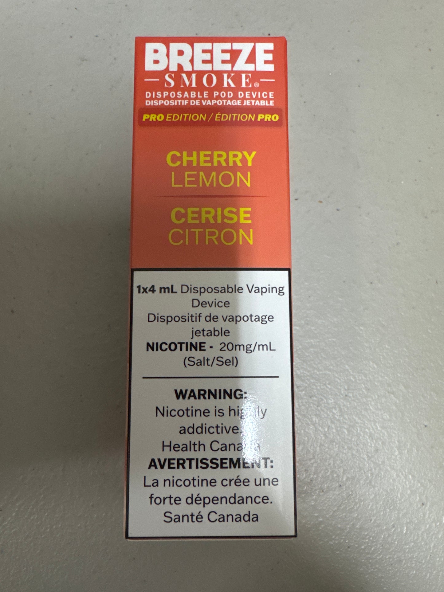 Breeze Smoke Pro Disposable Cherry Lemon 4ml ONT