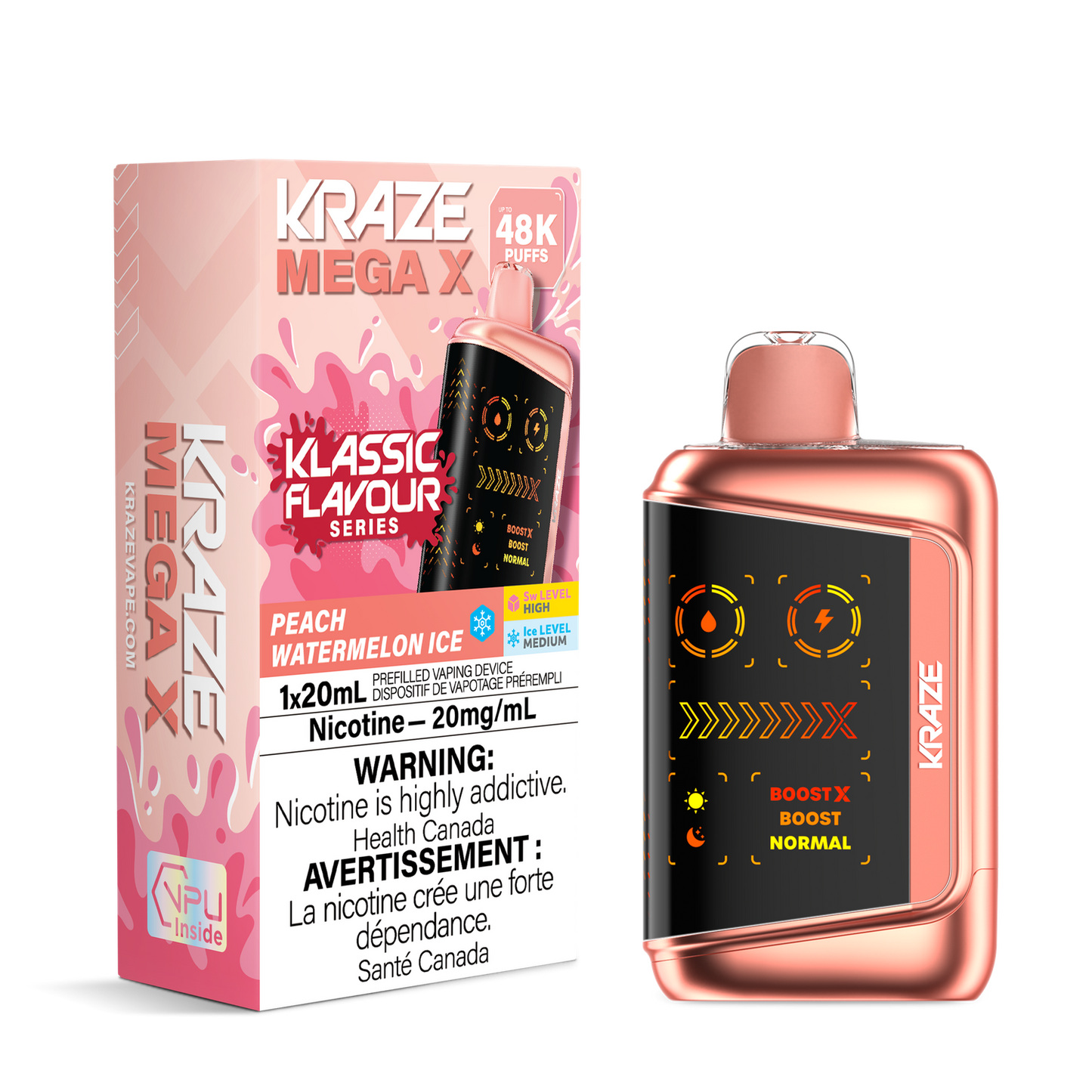 Kraze Mega X 48K Disposable Peach Watermelon Ice
