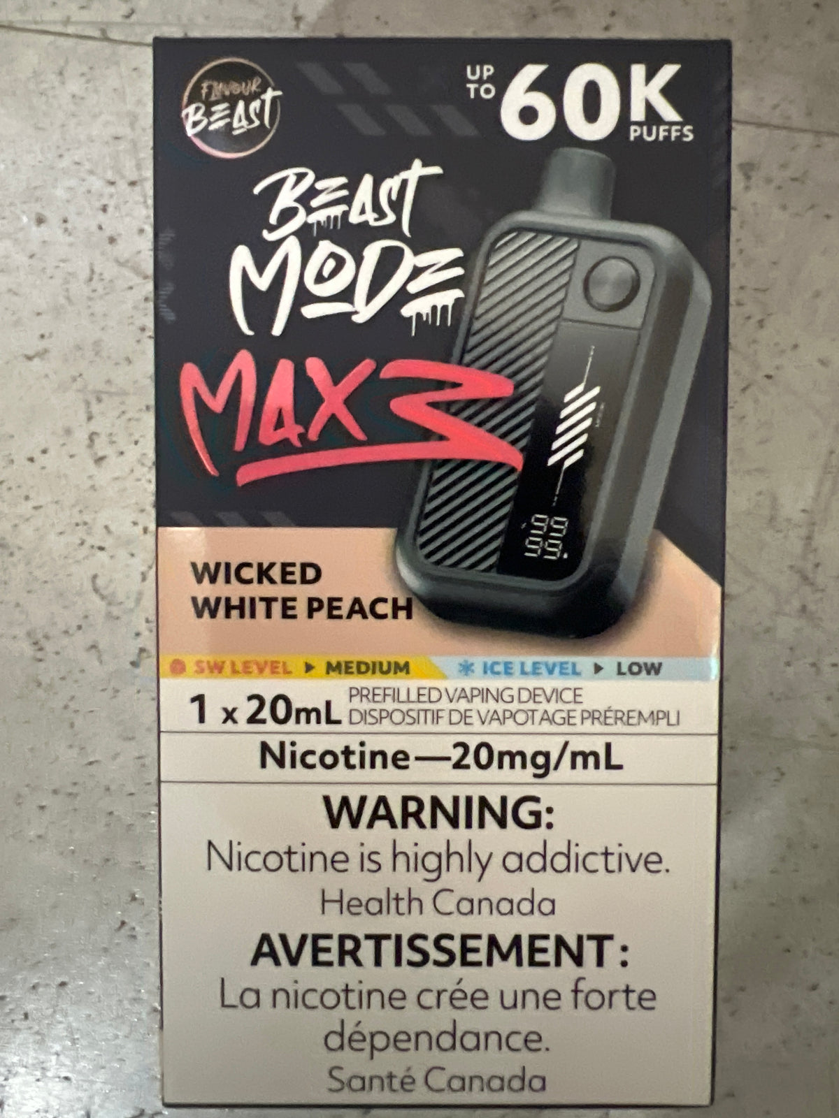 Flavour Beast Disposable Mode Max 3 60K Wicked White Peach ONT