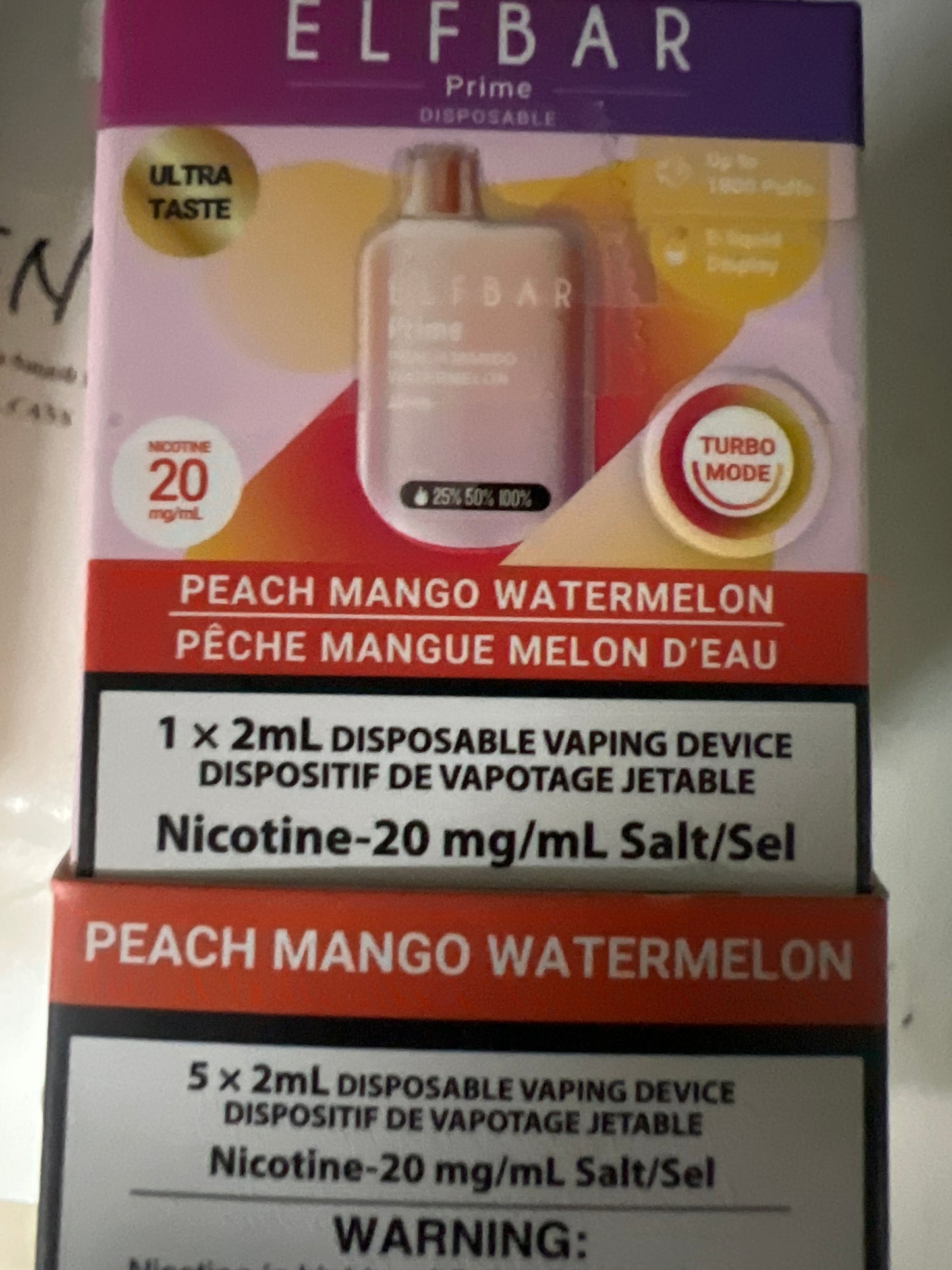 ELF BAR Disposable Prime 1800 Peach Mango Watermelon ONT