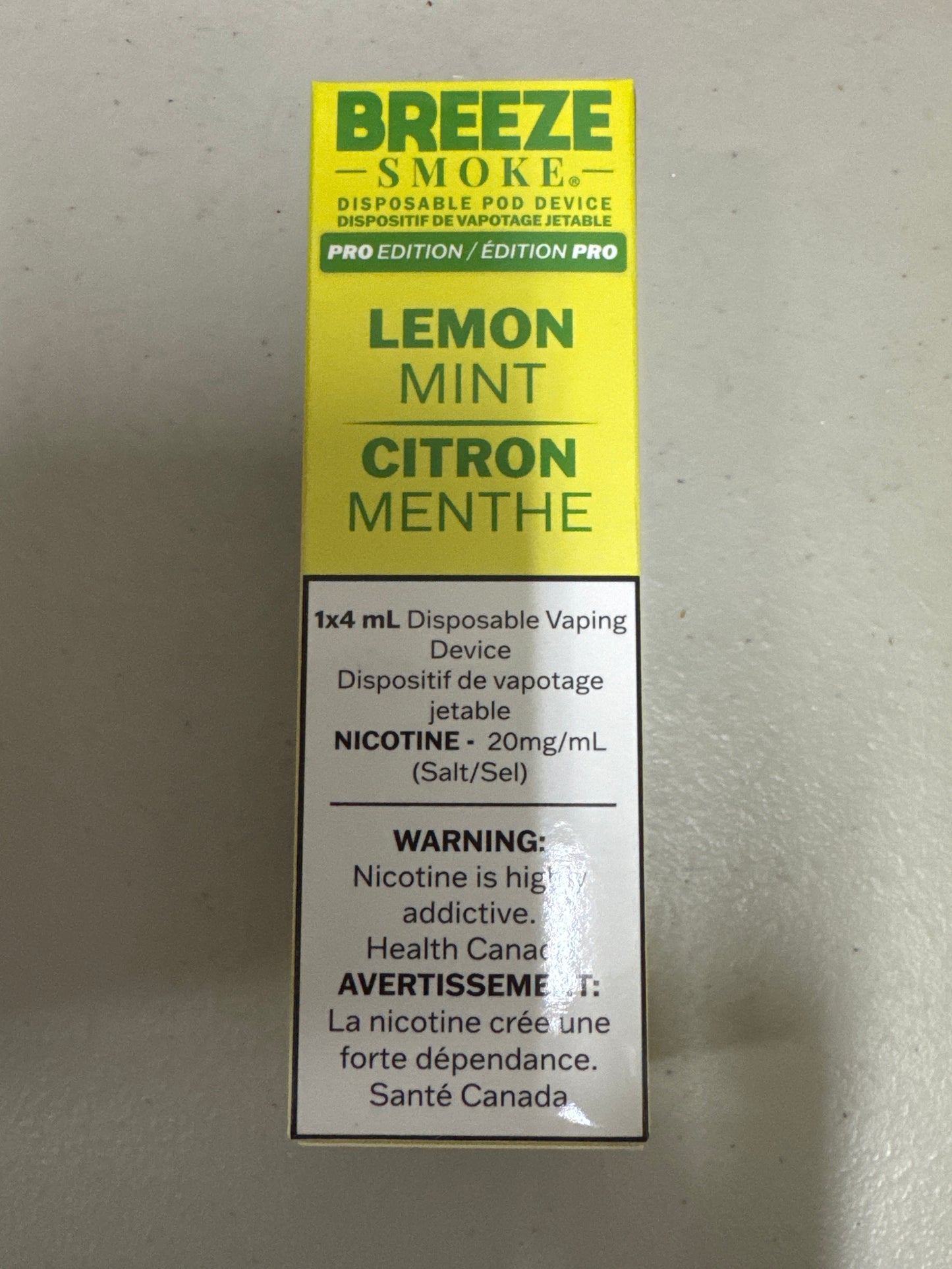 Breeze Smoke Pro Disposable Lemon Mint 4ml ONT