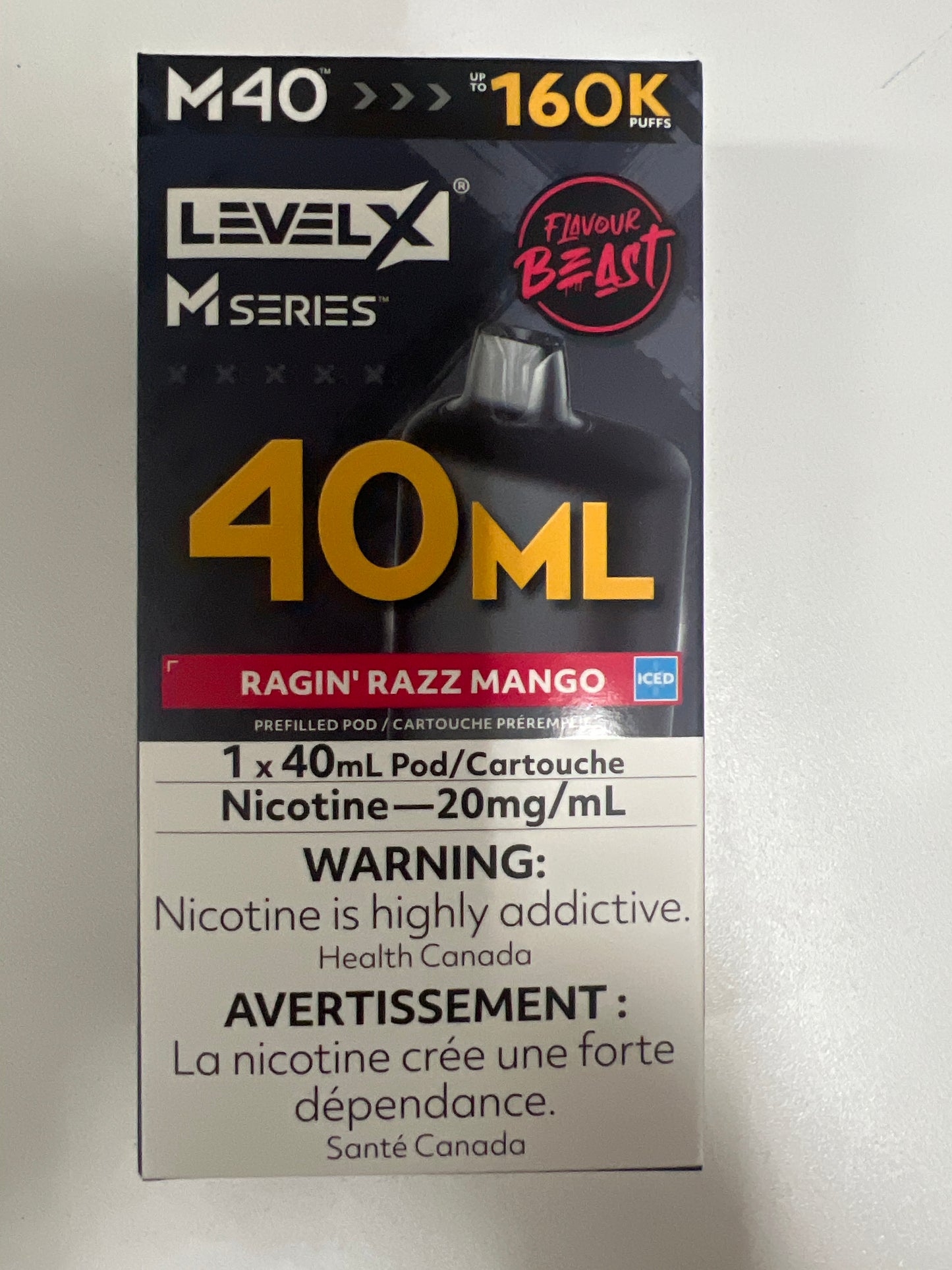 Level X Flavour Beast M Series Pod 40ml Ragin’ Razz Mango Iced