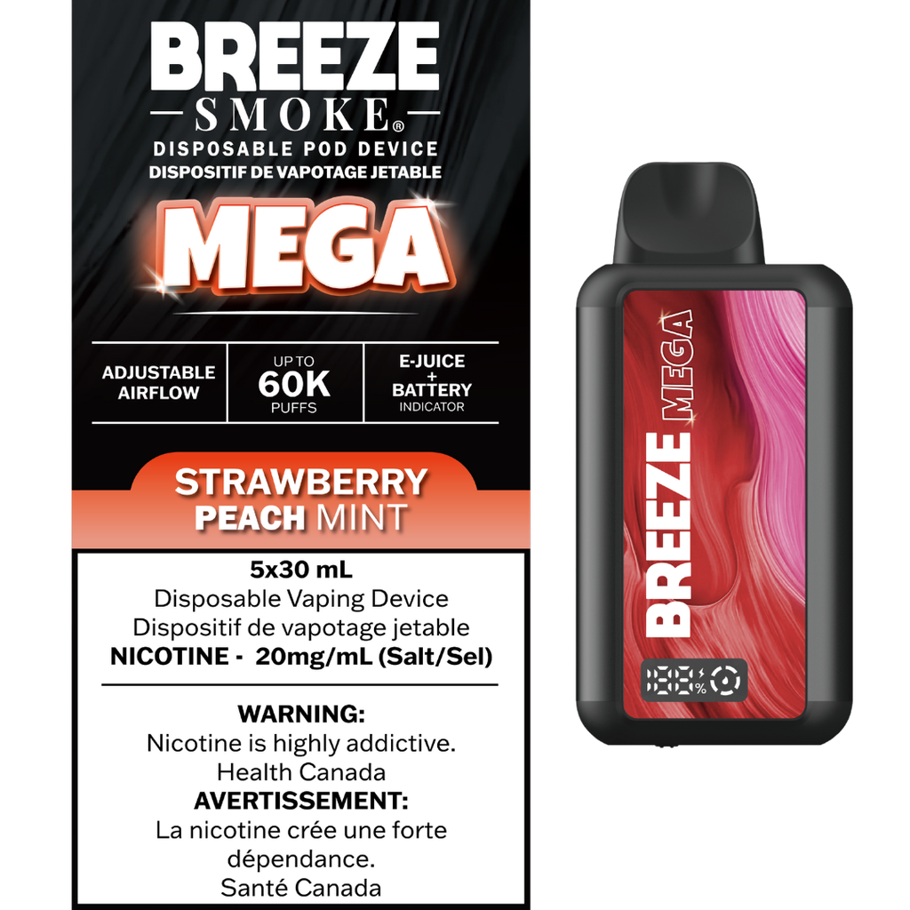 Breeze Mega 60K Disposable Strawberry Peach Mint