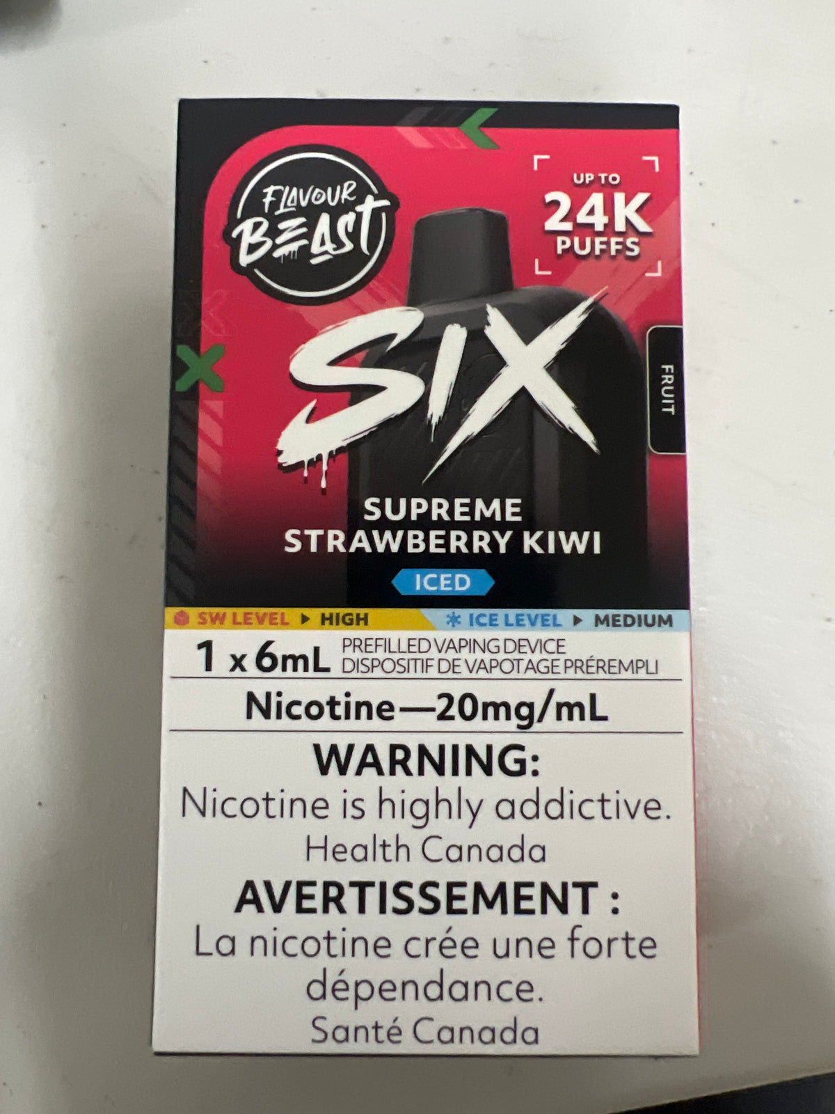 Flavour Beast Six 24K Disposable Supreme Strawberry Kiwi Iced