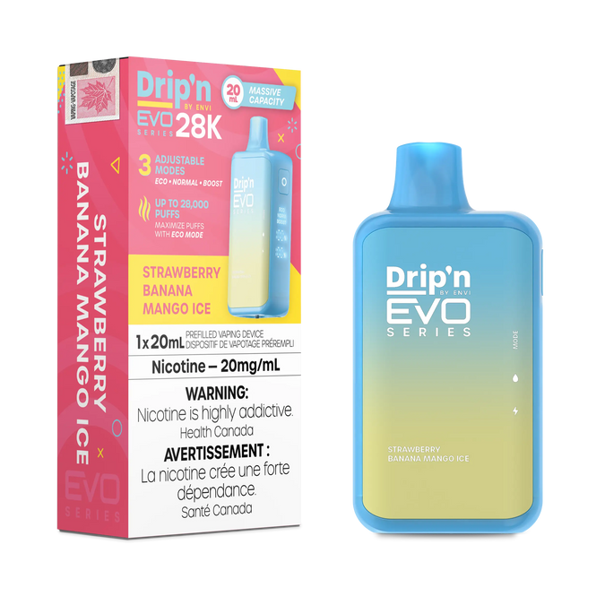 Drip’n By Envi Disposable EVO28K Strawberry Banana Mango Ice ONT