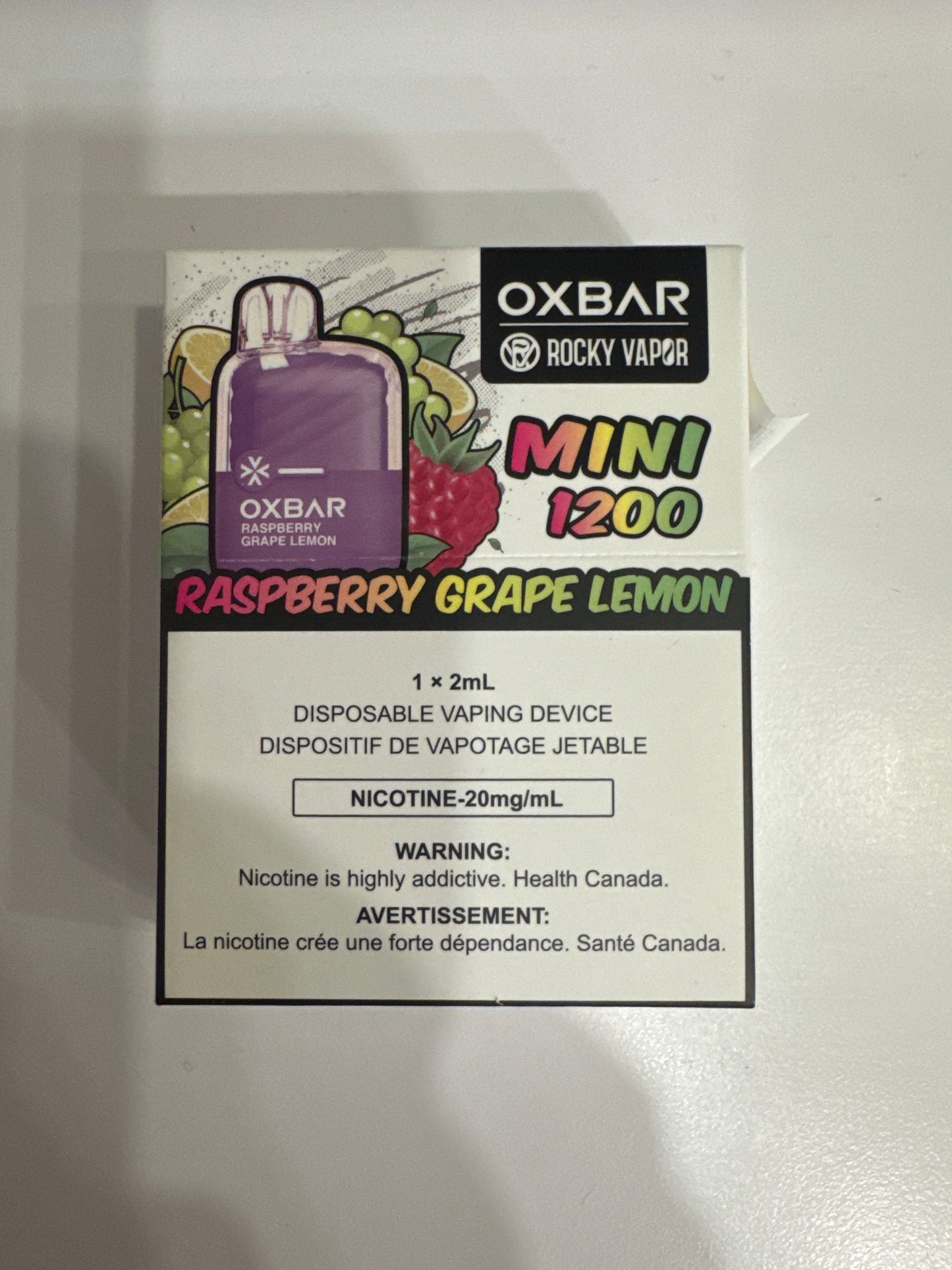 OXBAR MINI 1200 Disposable Raspberry Grape Lemon ONT
