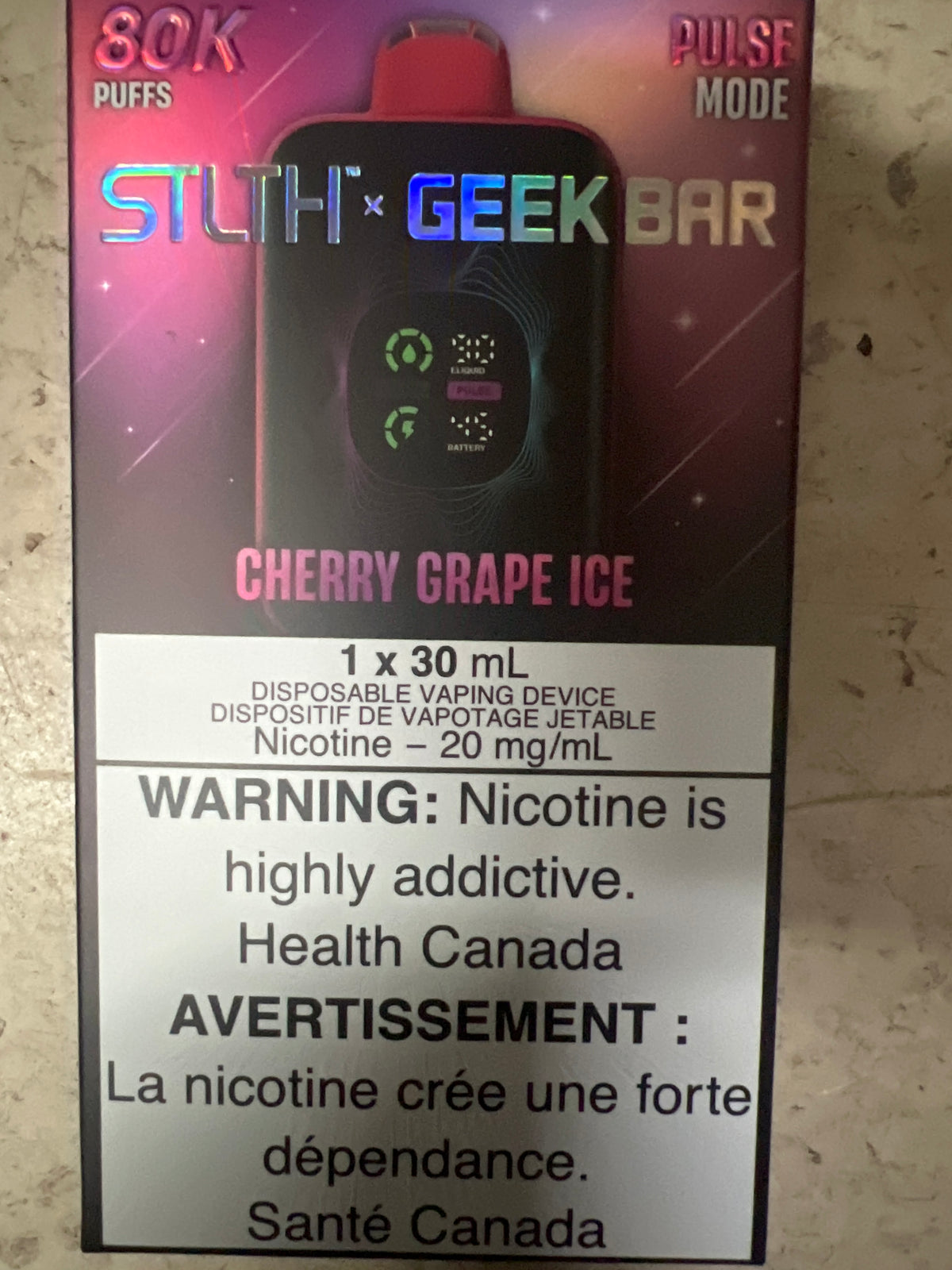 STLTH x GEEK BAR 80K Cherry Grape Ice Disposable Vape Canada