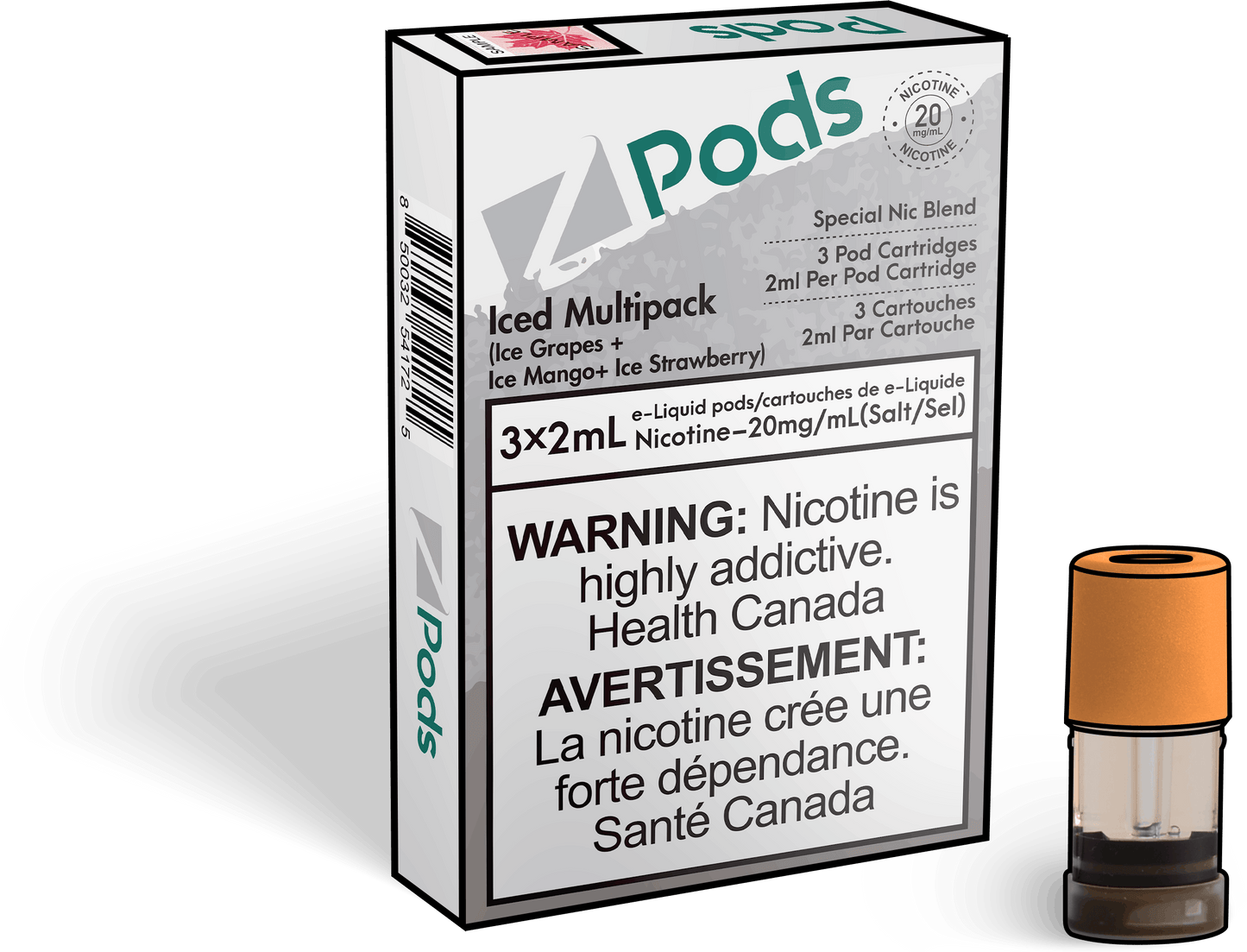 Z Lab Zpods Ice Multipack Grape/Mango/Strawberry Ice (3x2ml) ONT