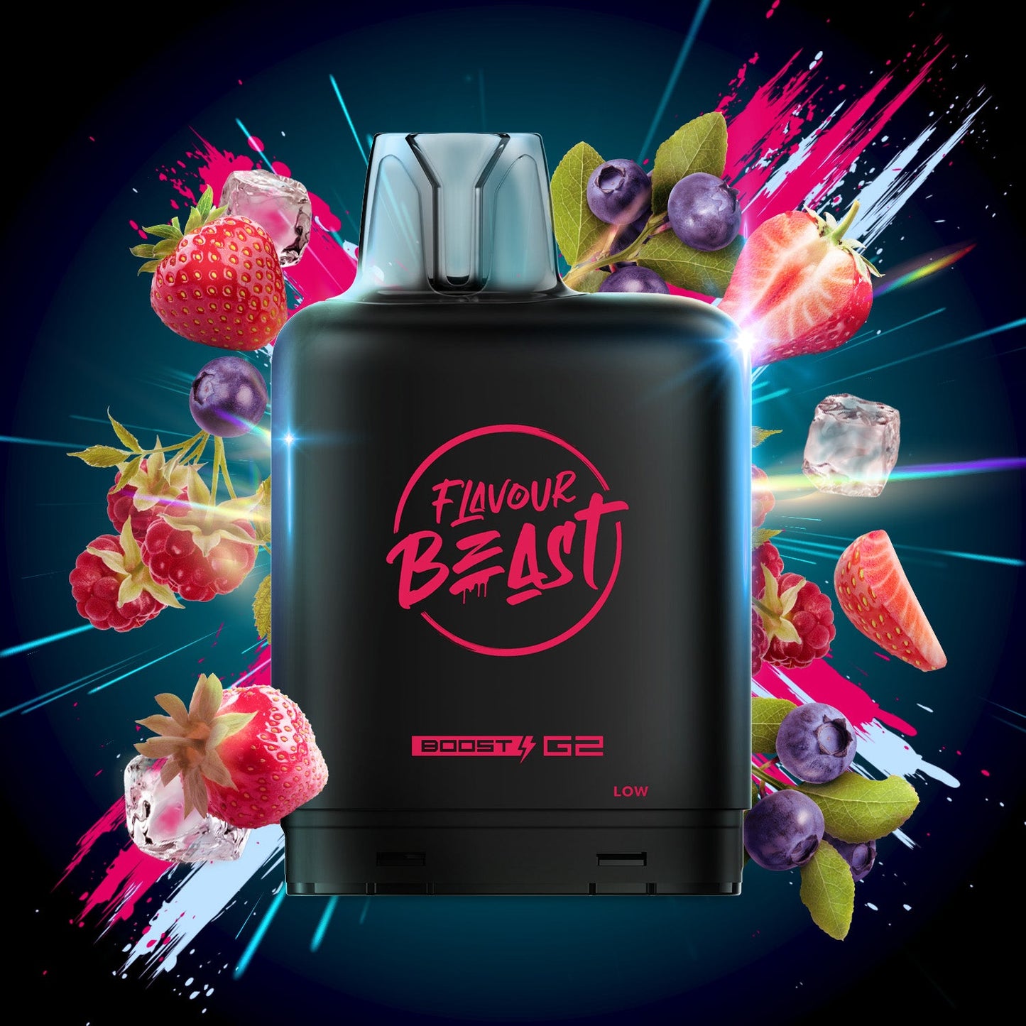 Flavour Beast Boost Level X PODS Strawberry Raspberry Blueberry Iced ONT