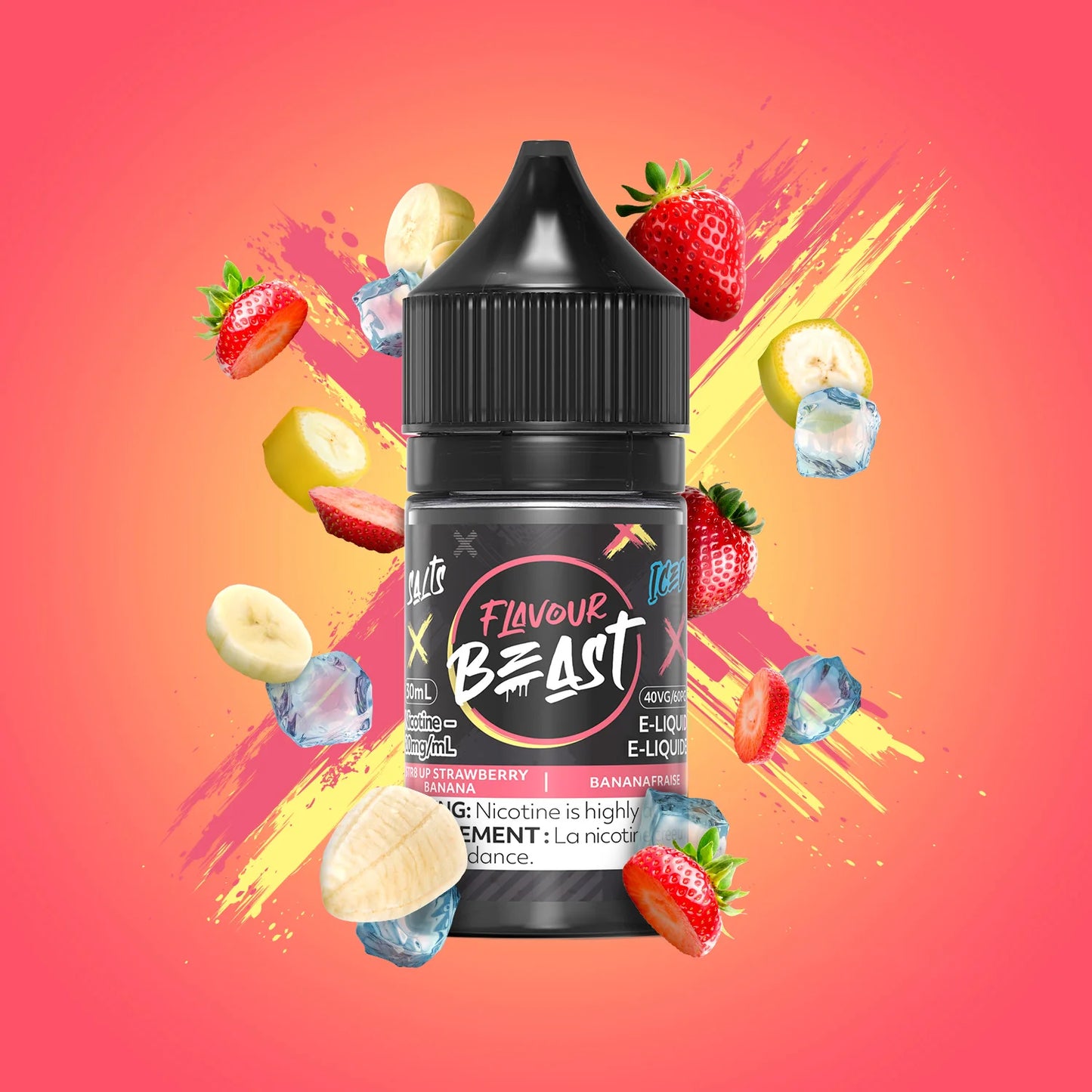 Flavour Beast Salts Str8 Up Strawberry Banana Iced ONT