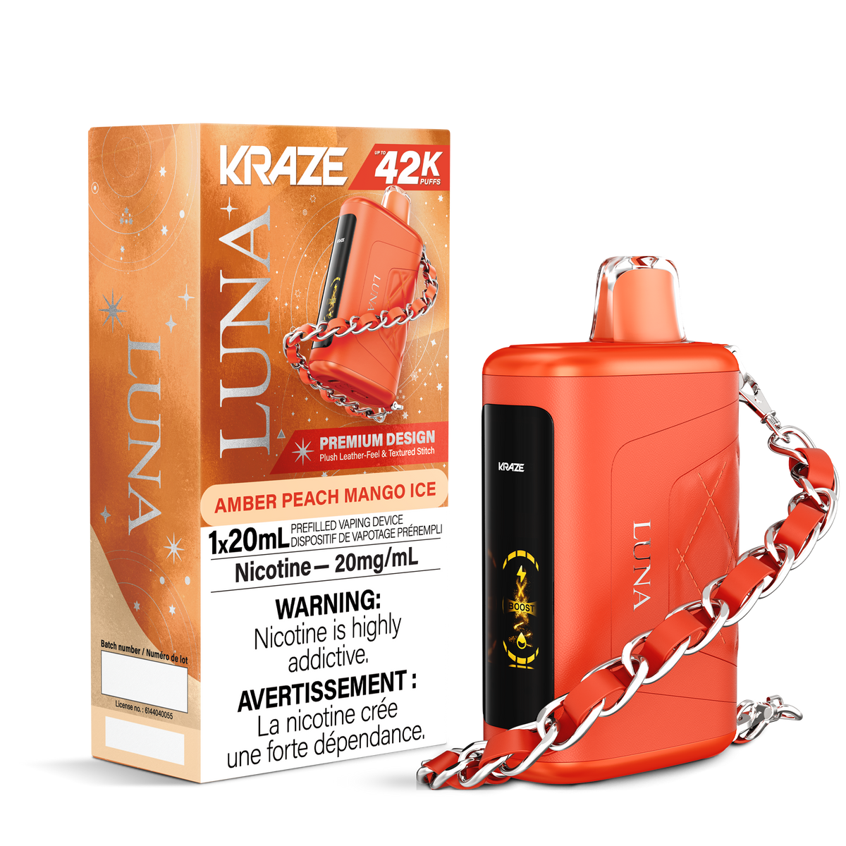 Kraze Luna 42K Disposable Amber Peach Mango Ice ONT