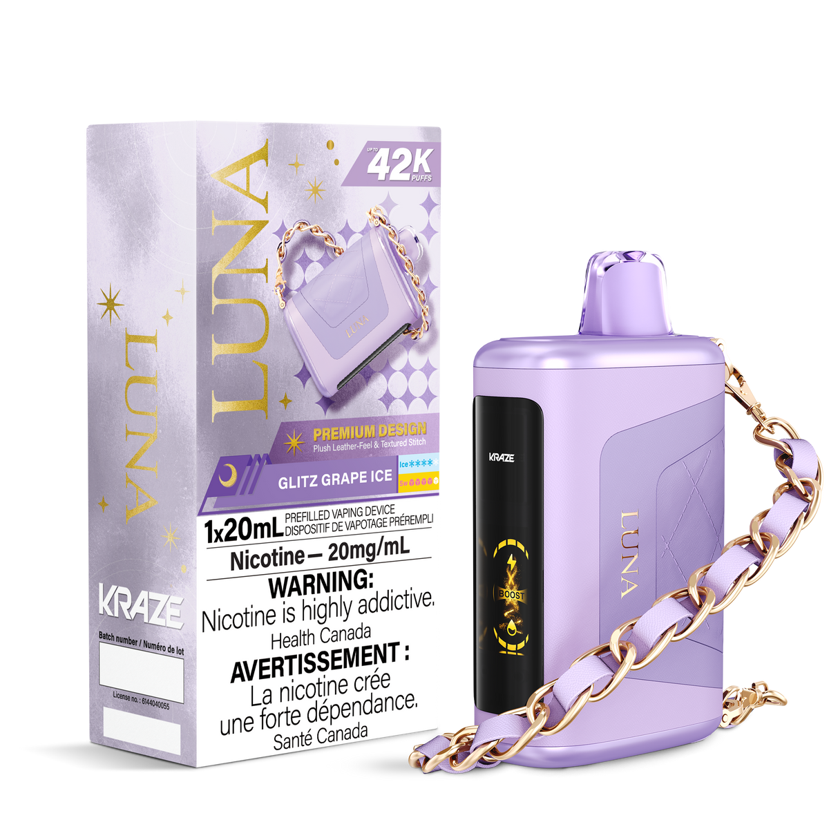 Kraze Luna 42K Disposable Glitz Grape Ice ONT
