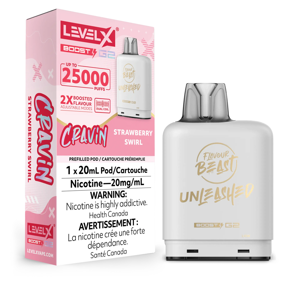 Flavour Beast Boost Level X PODS Strawberry Swirl ONT