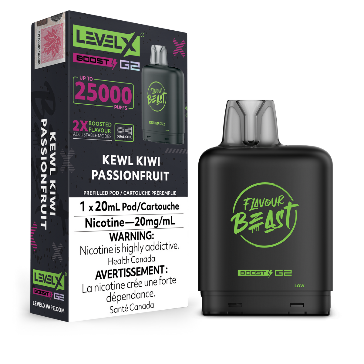 Flavour Beast Boost Level X PODS Kewl Kiwi Passionfruit ONT