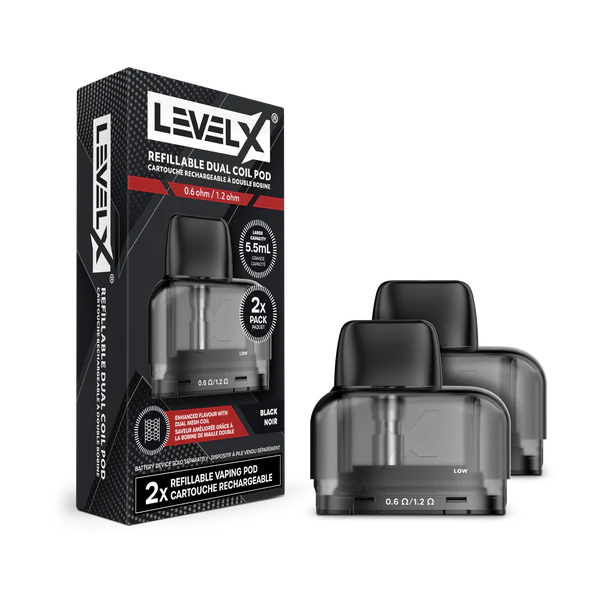 Level X Refillable Dual Coil Pods Black (2 Pack)
