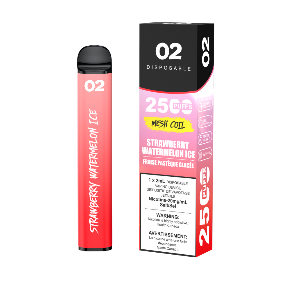 O2 Disposable 2500 Strawberry Watermelon Ice