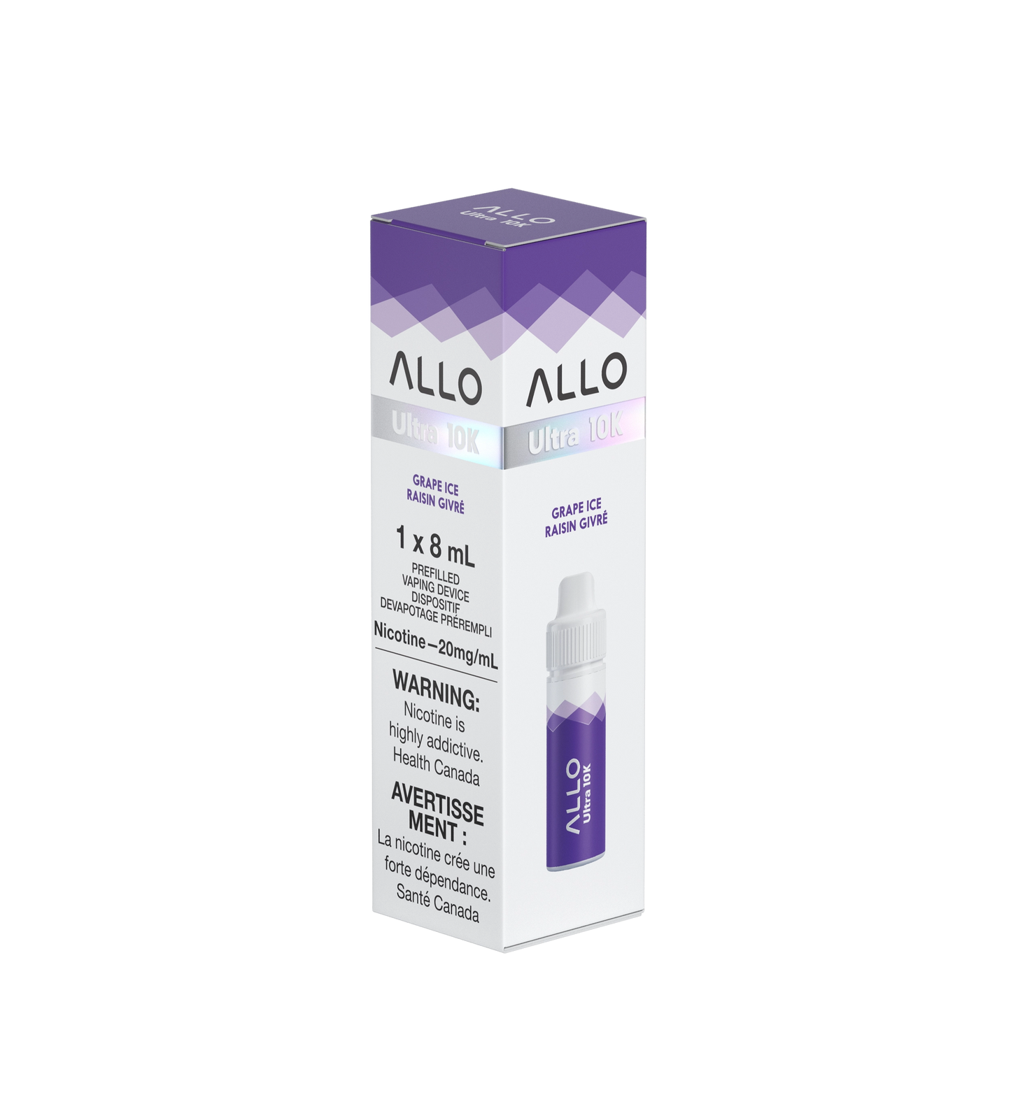 Allo Ultra 10K Hybrid Disposable Grape Ice Vaping Device Kit ONT