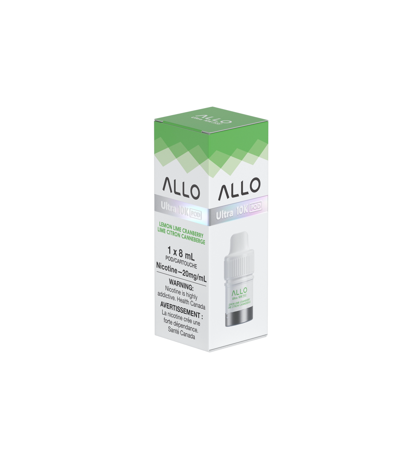 Allo Ultra 10K Hybrid Lemon Lime Cranberry Pre-filled Vape Pod ONT