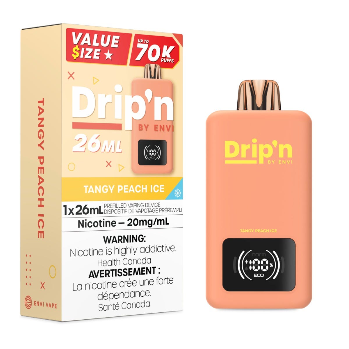 Drip’n By Envi Disposable 70K Tangy Peach Ice ONT