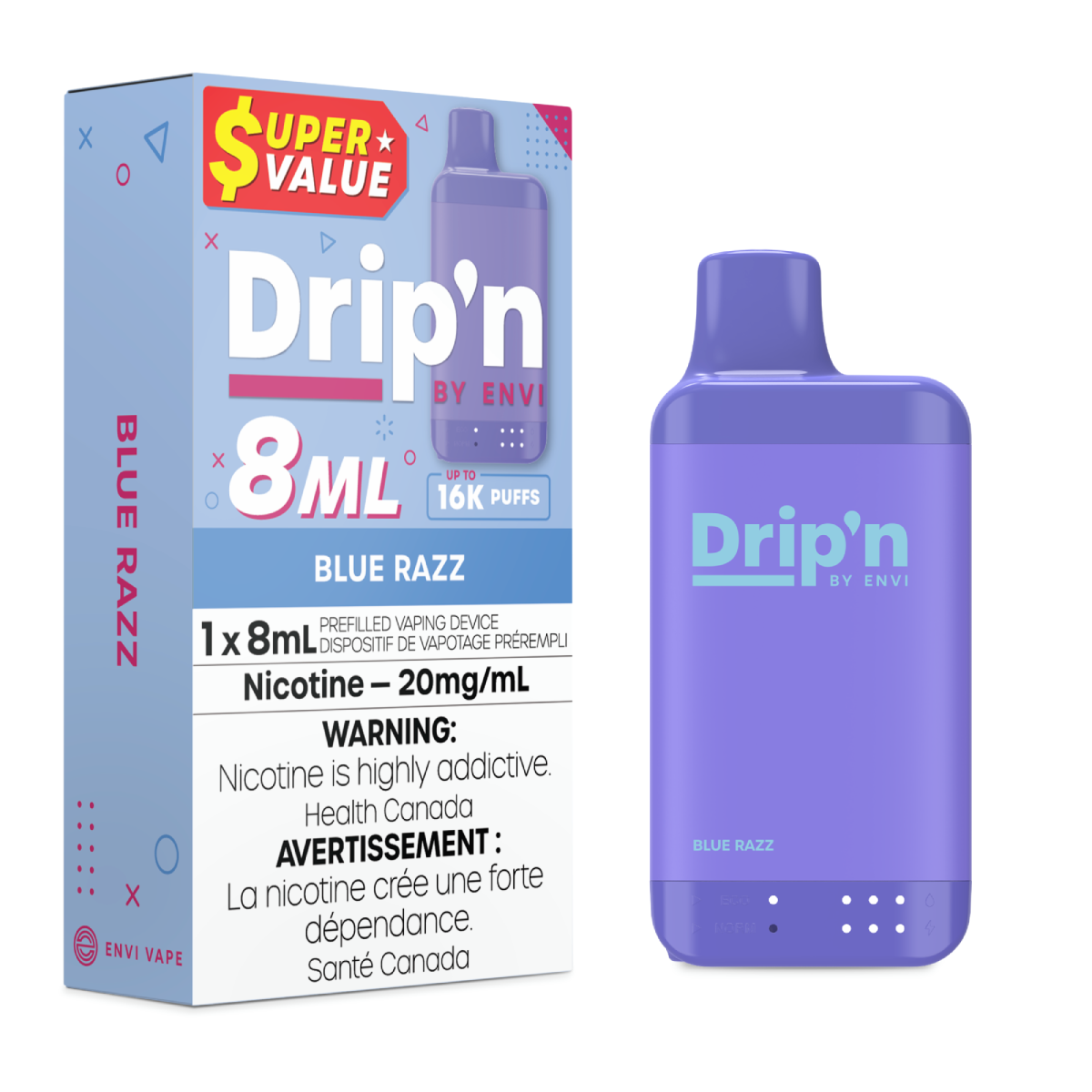 Drip’n By Envi Disposable 16K Blue Razz ONT