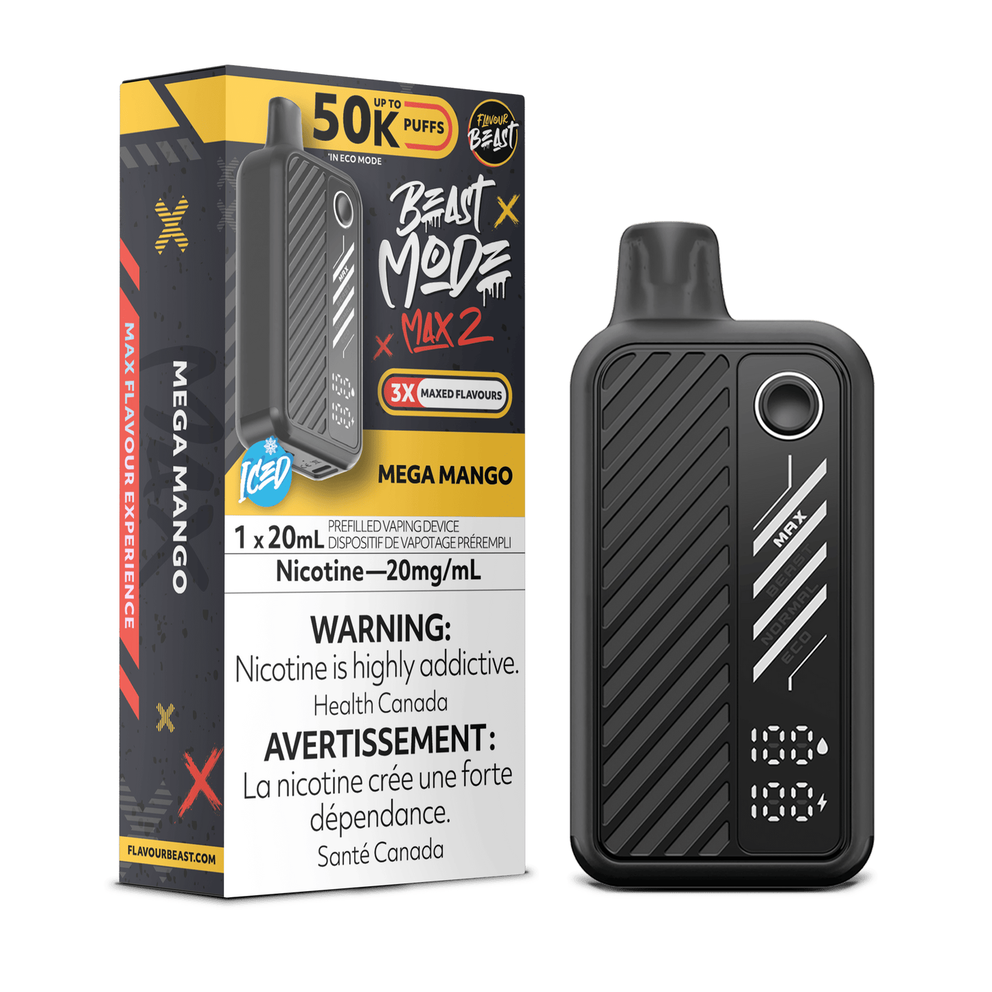Flavour Beast Disposable Mode Max 2 50K Mega Mango Iced ONT