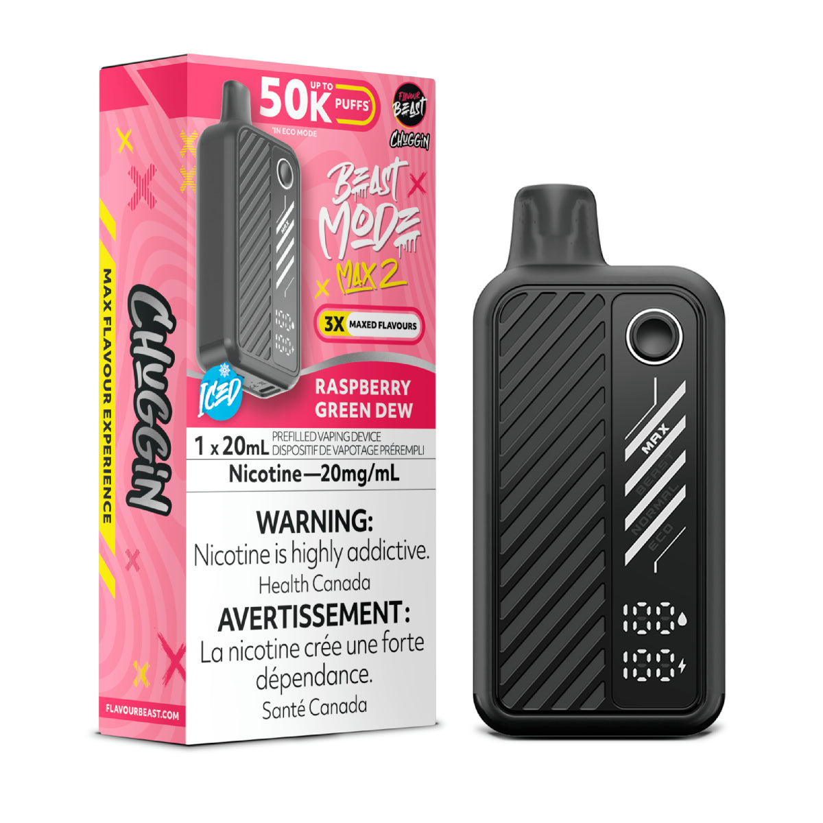 Flavour Beast Disposable Mode Max 2 50K Raspberry Green Dew Iced ONT