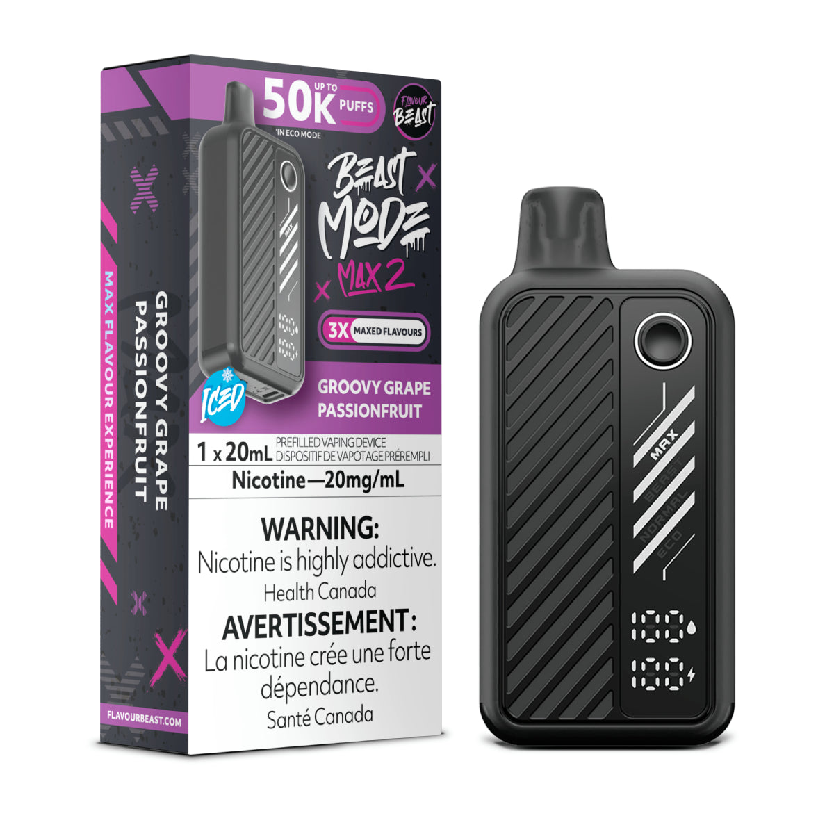 Flavour Beast Disposable Mode Max 2 50K Groovy Grape Passionfruit Iced ONT