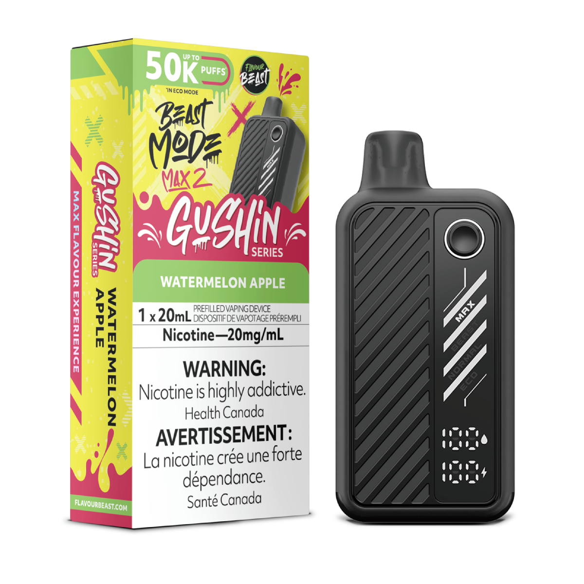 Flavour Beast Disposable Gushin Mode Max 2 50K Watermelon Apple ONT