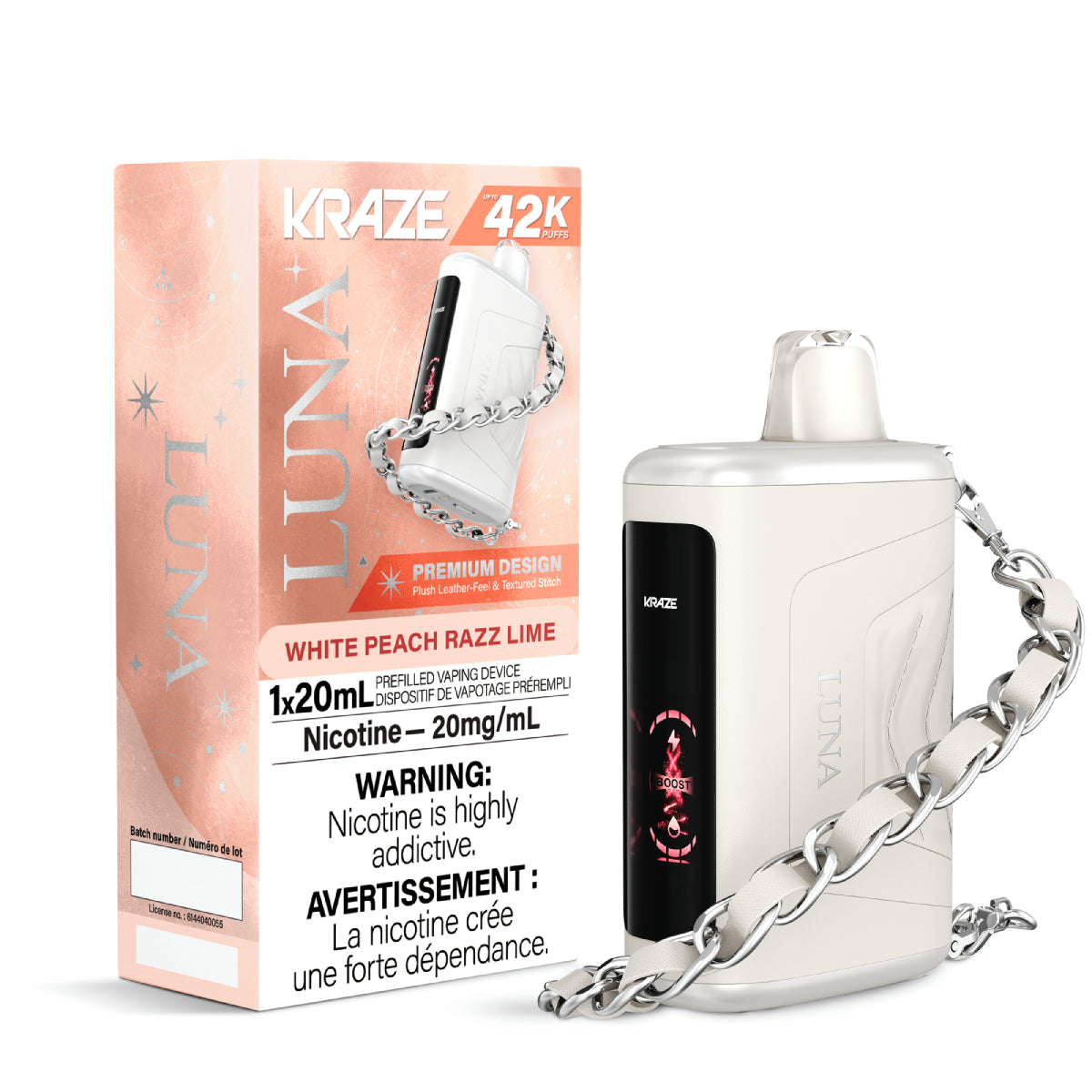 Kraze Luna 42K Disposable White Peach Razz Lime ONT