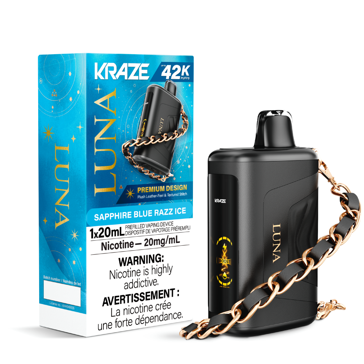 Kraze Luna 42K Disposable Sapphire Blue Razz Ice ONT