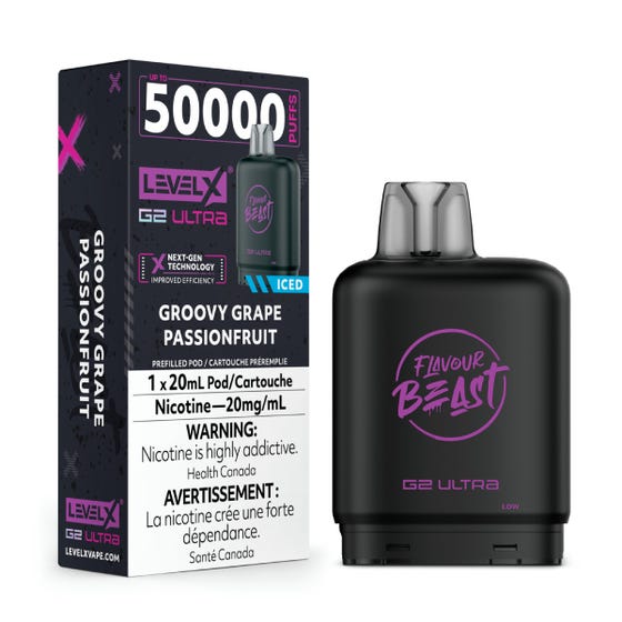 Flavour Beast G2 Ultra Level X PODS Groovy Grape Passionfruit Iced ONT