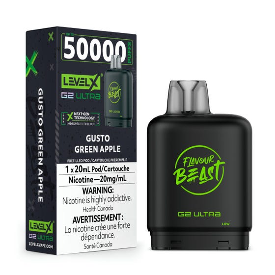 Flavour Beast G2 Ultra Level X PODS Gusto Green Apple ONT