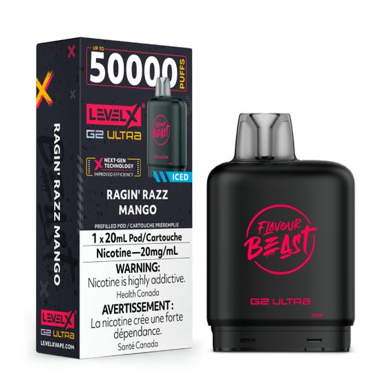 Flavour Beast G2 Ultra Level X PODS Ragin' Razz Mango Iced ONT