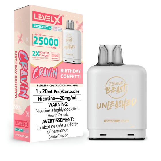 Flavour Beast Boost Level X PODS Unleashed Cravin Birthday Confetti ONT