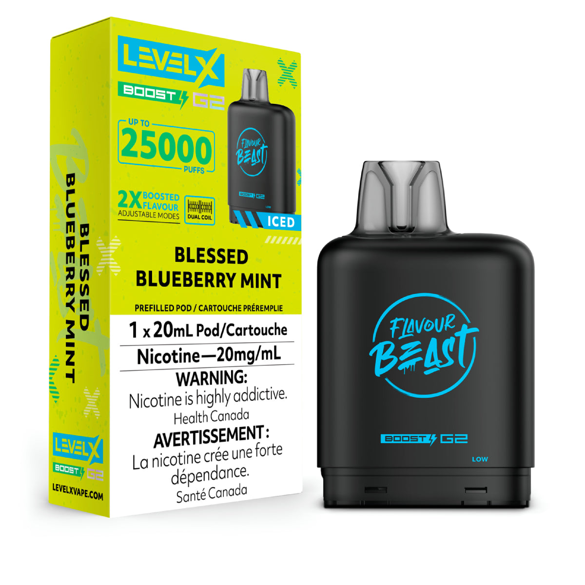 Flavour Beast Boost Level X PODS Blessed Blueberry Mint Iced ONT