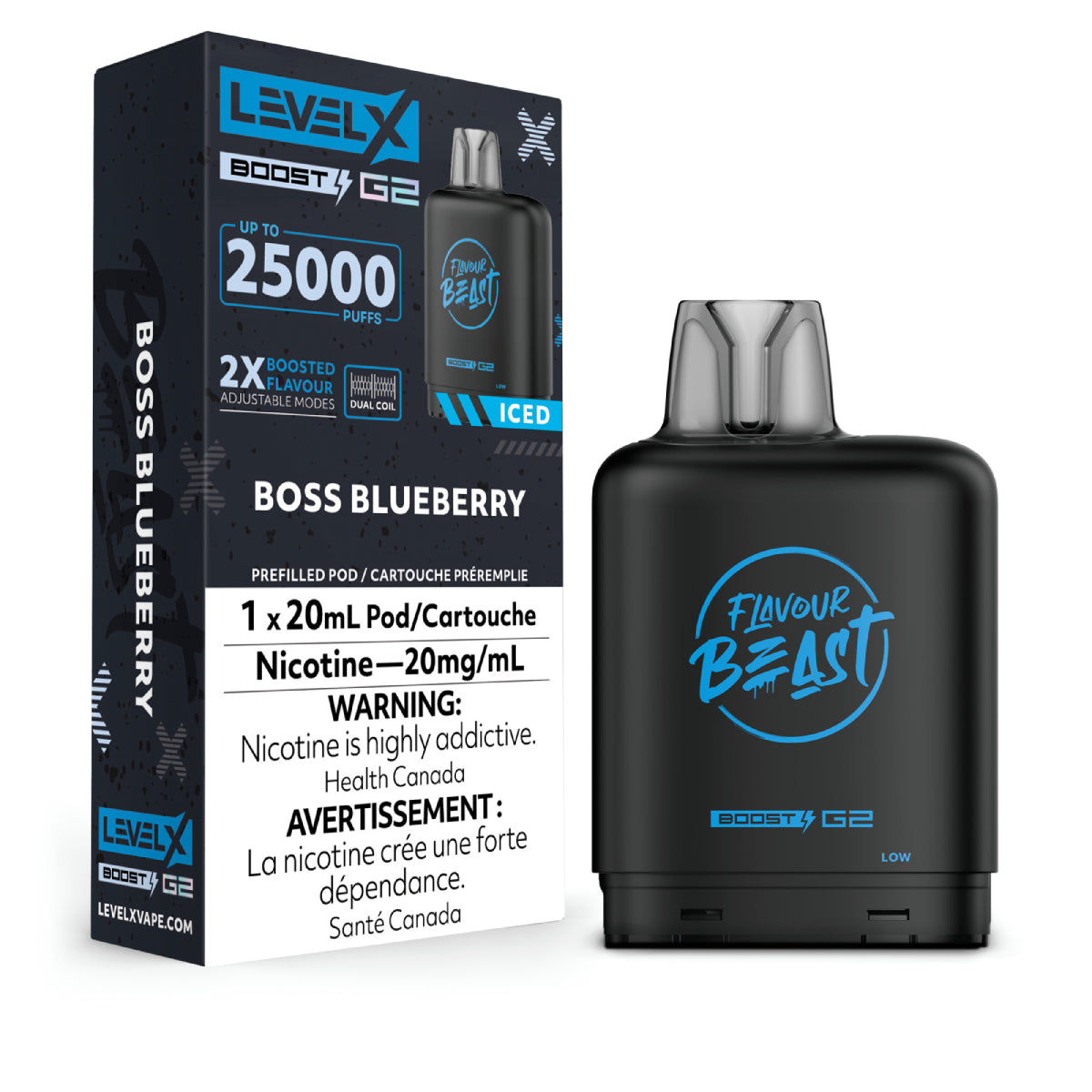 Flavour Beast Boost Level X PODS Boss Blueberry Iced ONT