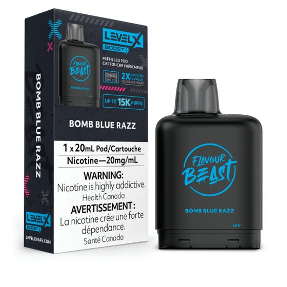 Flavour Beast Boost Level X PODS Bomb Blue Razz ONT