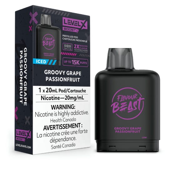 Flavour Beast Boost Level X PODS Groovy Grape Passionfruit ONT