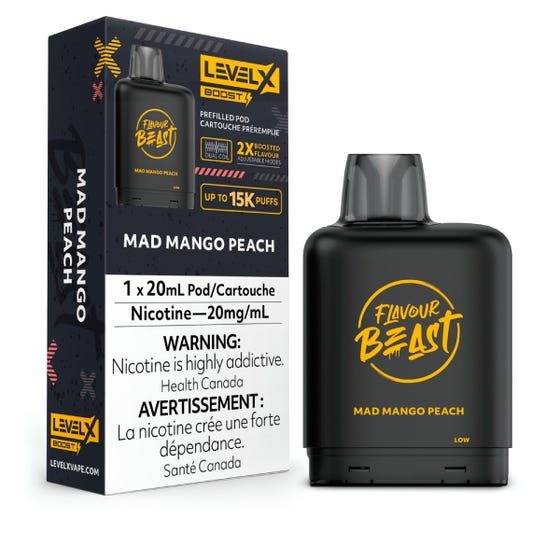 Flavour Beast Boost Level X PODS Mad Mango Peach ONT