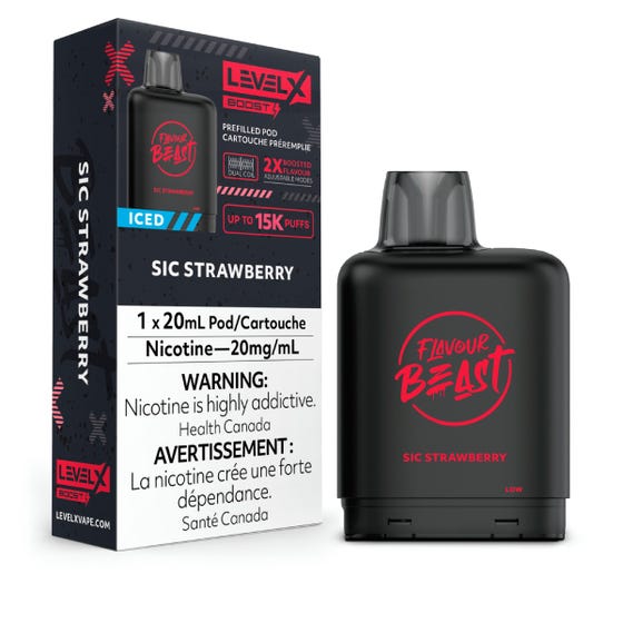 Flavour Beast Boost Level X PODS Sic Strawberry Iced ONT