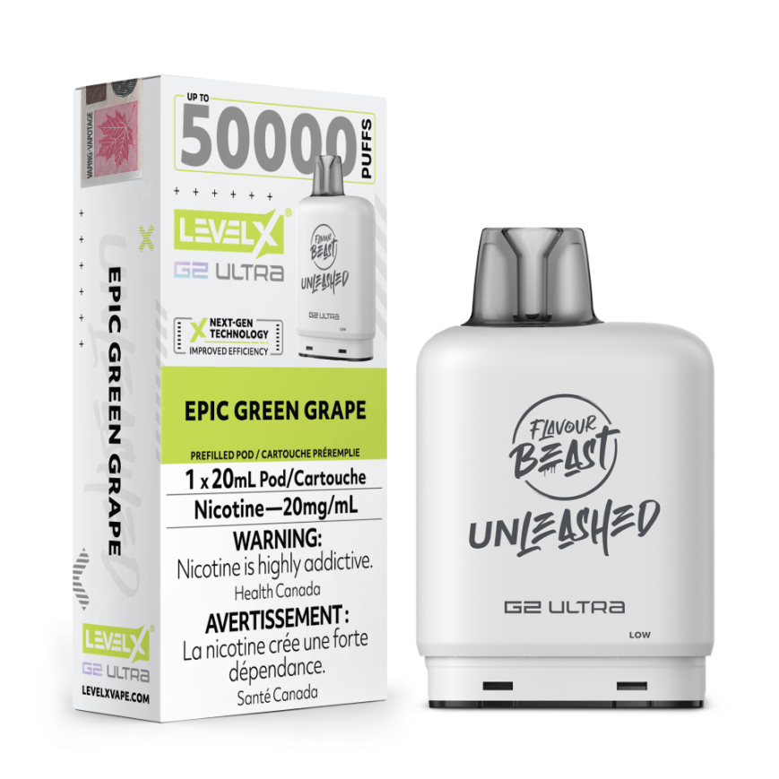 Flavour Beast G2 Ultra Level X PODS Unleashed Epic Green Grape ONT