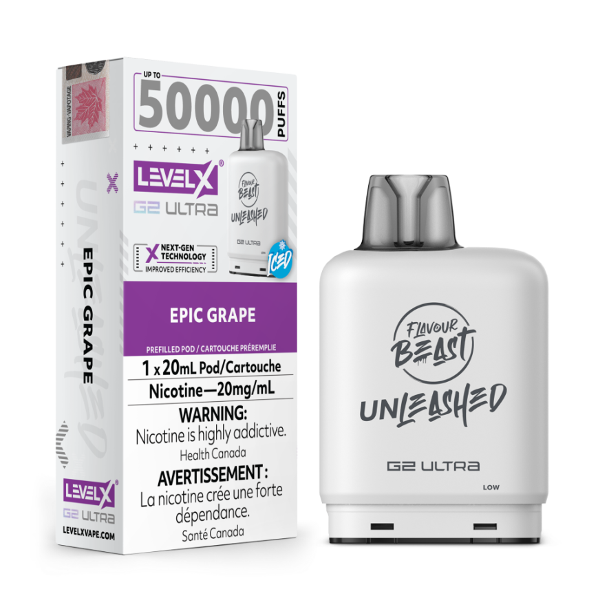 Flavour Beast G2 Ultra Level X PODS Unleashed Epic Grape Iced ONT
