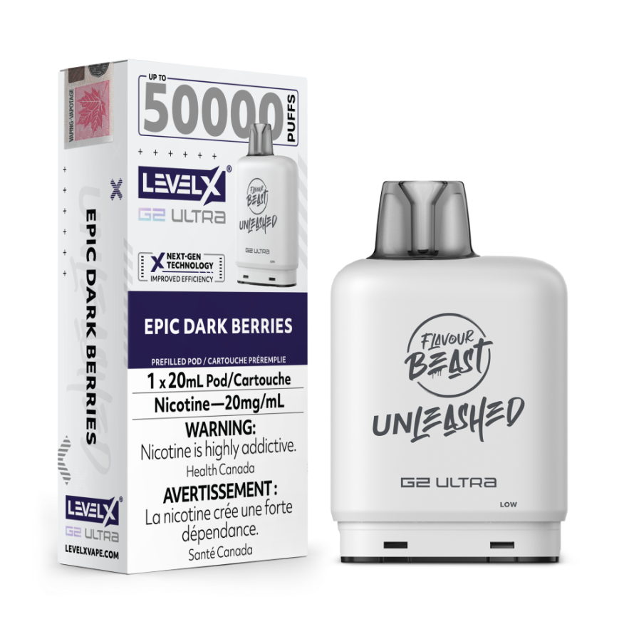 Flavour Beast G2 Ultra Level X PODS Unleashed Epic Dark Berries ONT