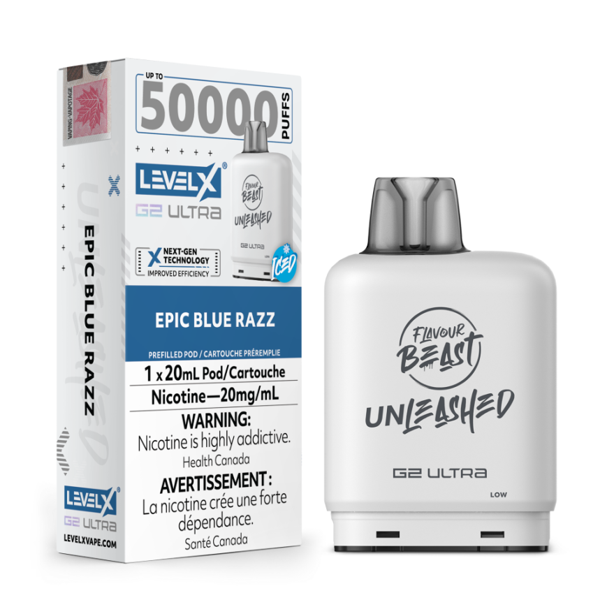 Flavour Beast G2 Ultra Level X PODS Unleashed Epic Blue Razz Iced ONT