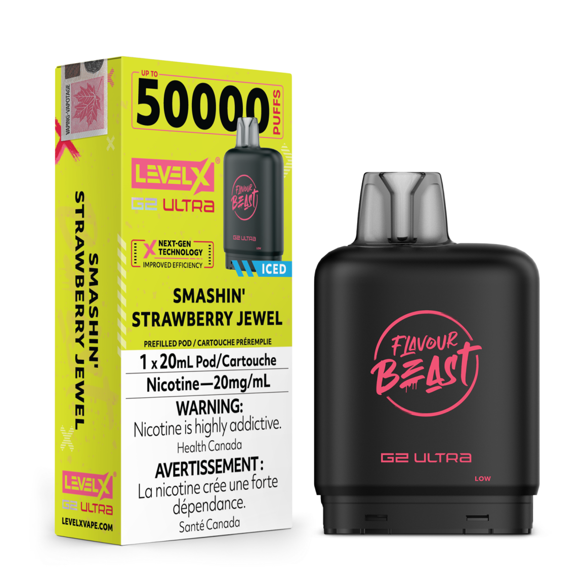 Flavour Beast G2 Ultra Level X PODS Smashin' Strawberry Jewel Iced ONT