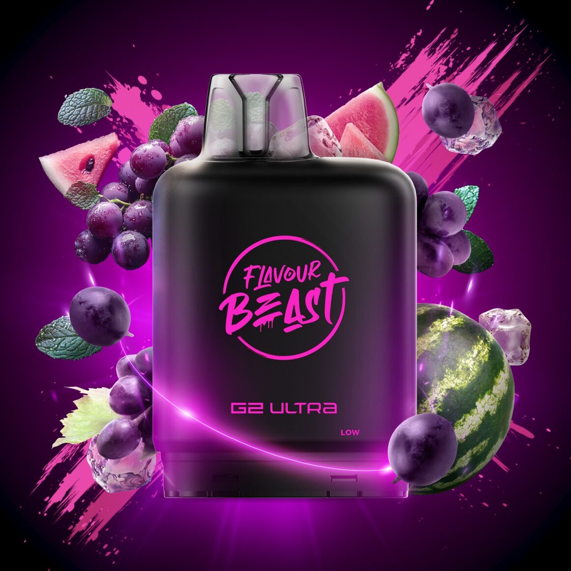 Flavour Beast G2 Ultra Level X PODS Gleamin' Grape Watermelon Mint Iced ONT
