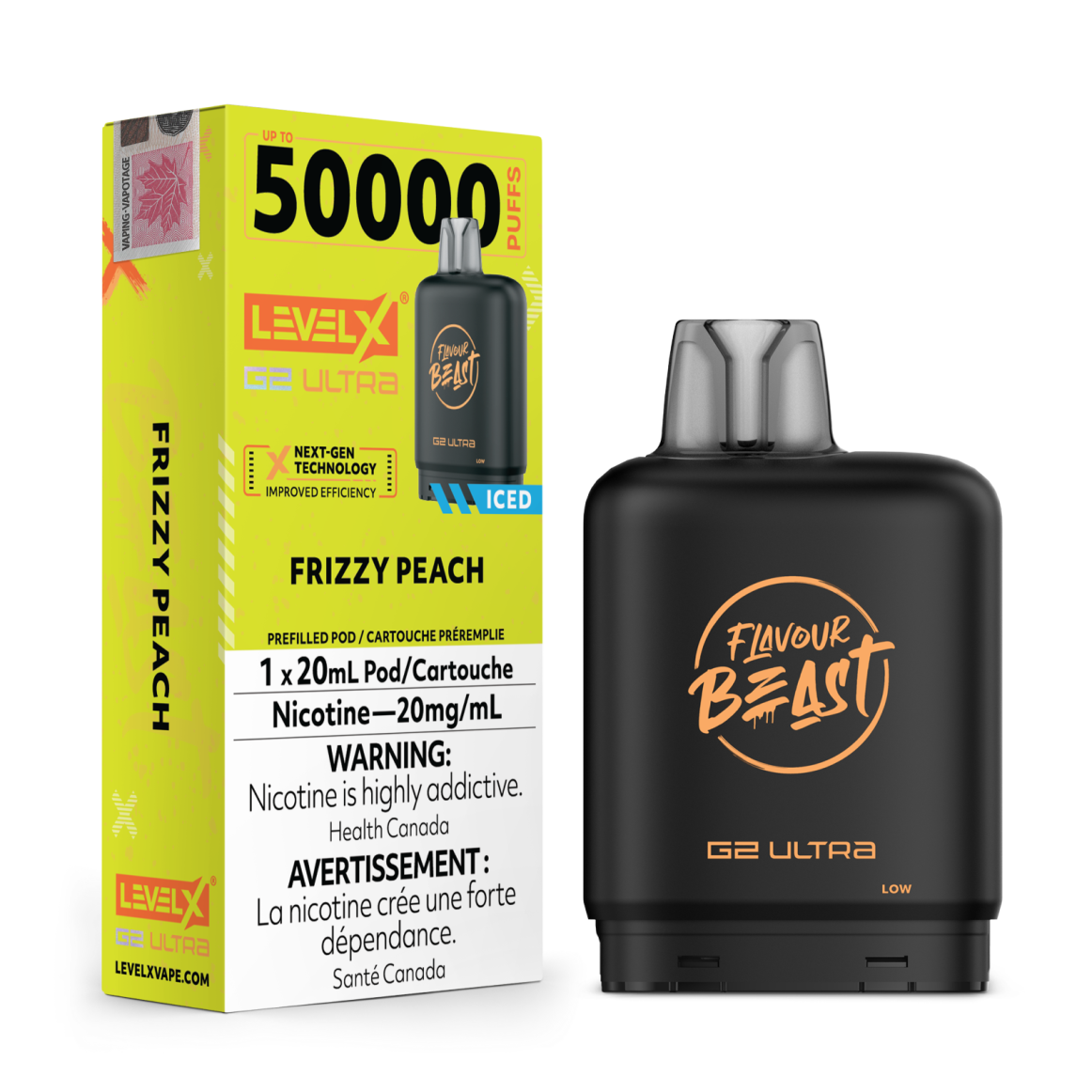 Flavour Beast G2 Ultra Level X PODS Frizzy Peach Iced ONT