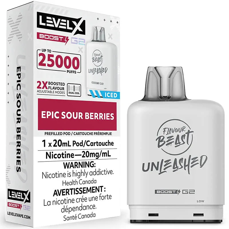 Flavour Beast Boost Level X PODS Unleashed Epic Sour Berries ONT