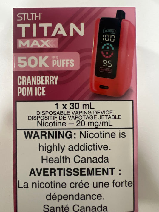STLTH Disposable TITAN MAX 50K Cranberry  Pom Ice ONT